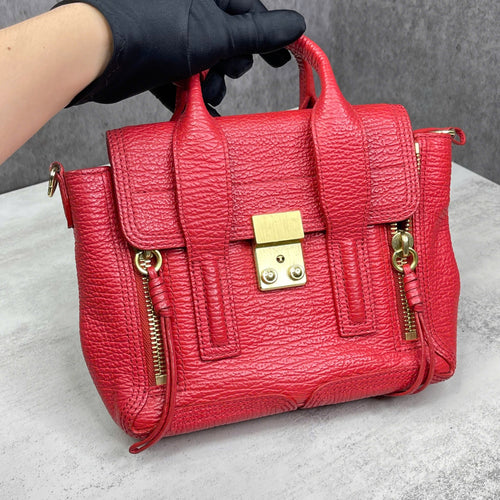 3.1 Phillip Lim Pashli Mini da vân màu đỏ