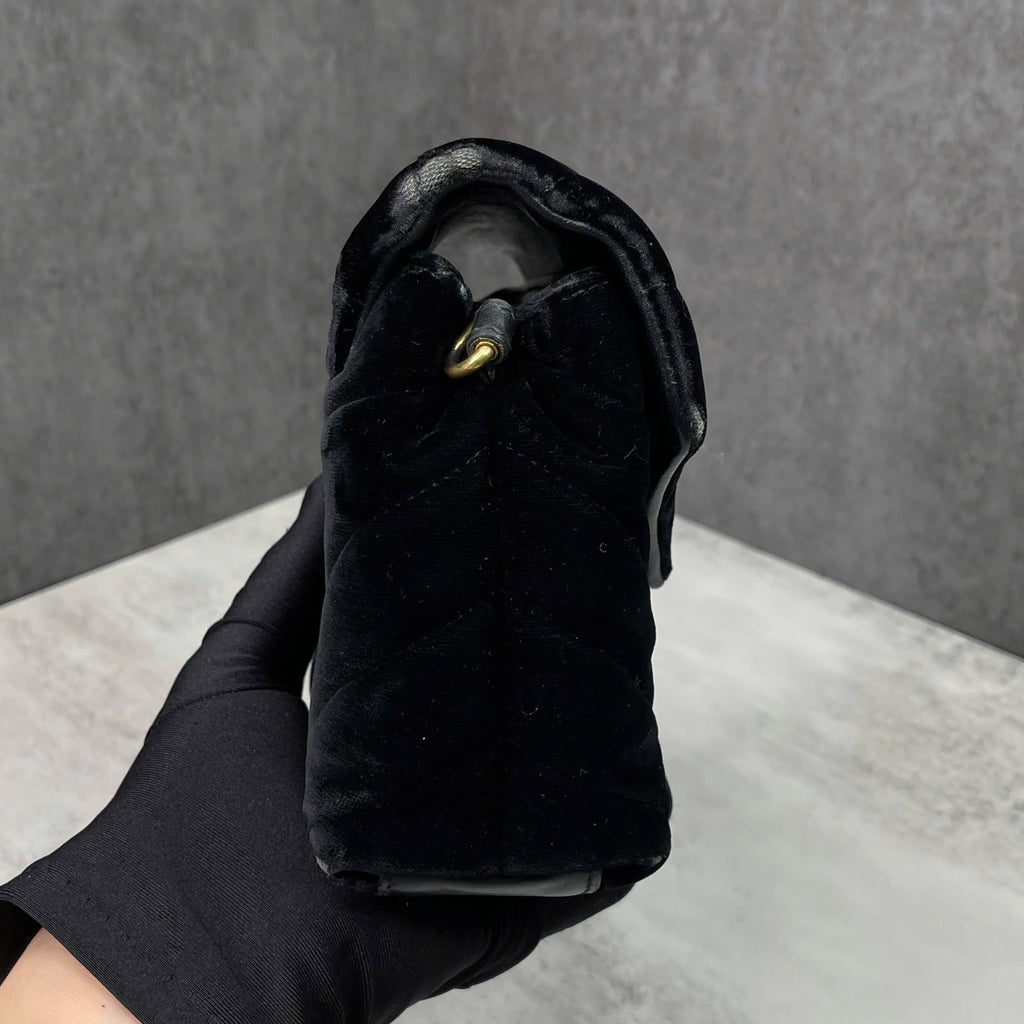 Saint Laurent Envelope Velvet Shoulder Bag Black