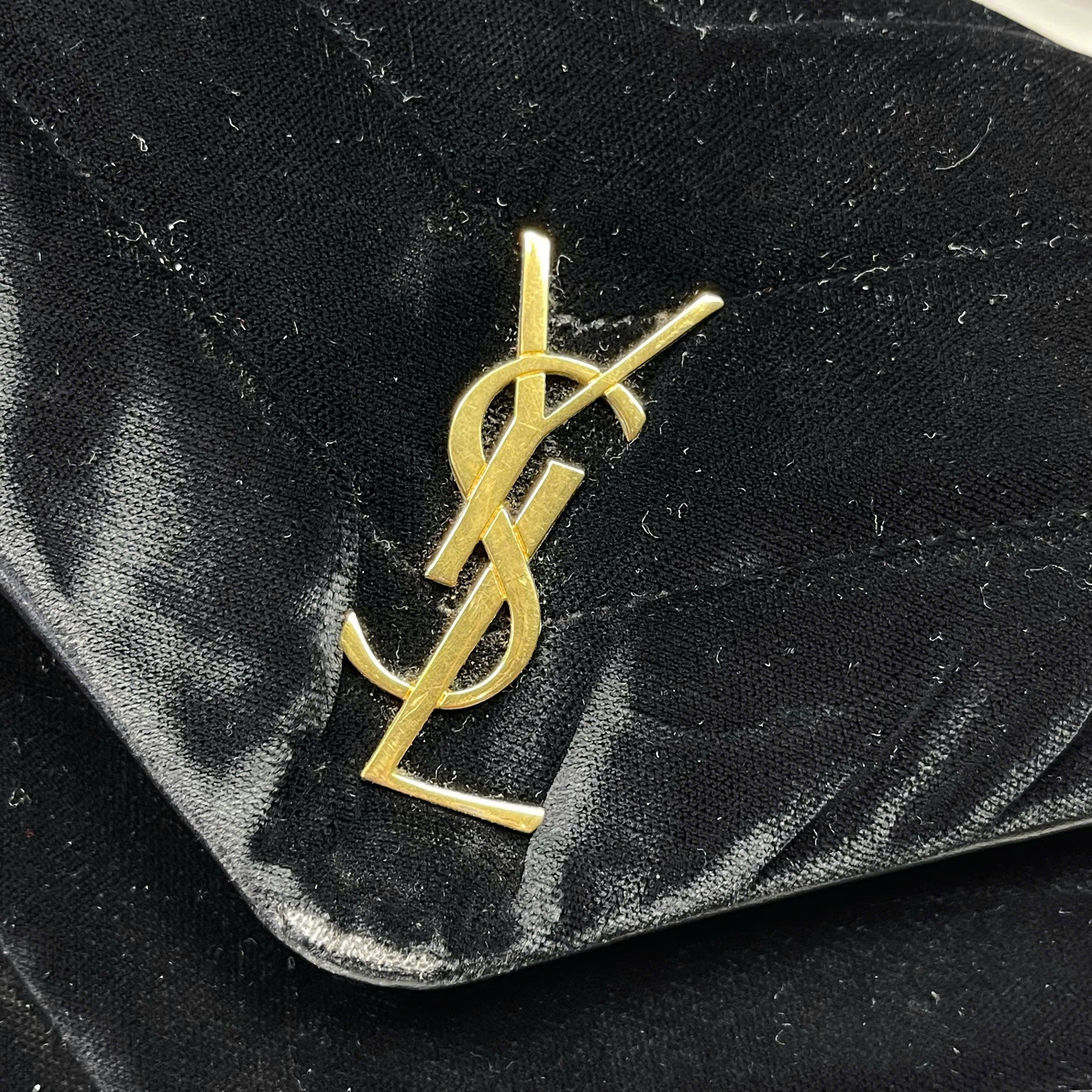 Saint Laurent Envelope Velvet Shoulder Bag Black