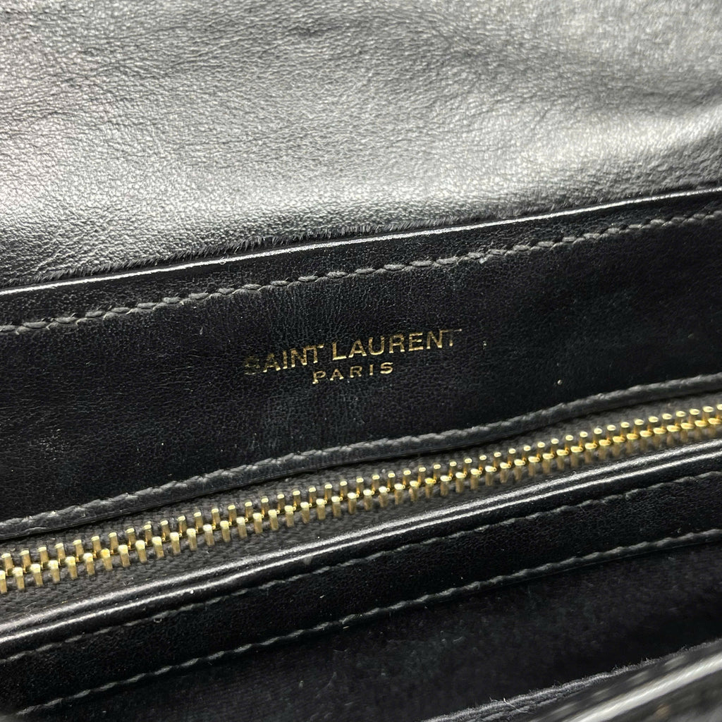 Saint Laurent Envelope Velvet Shoulder Bag Black