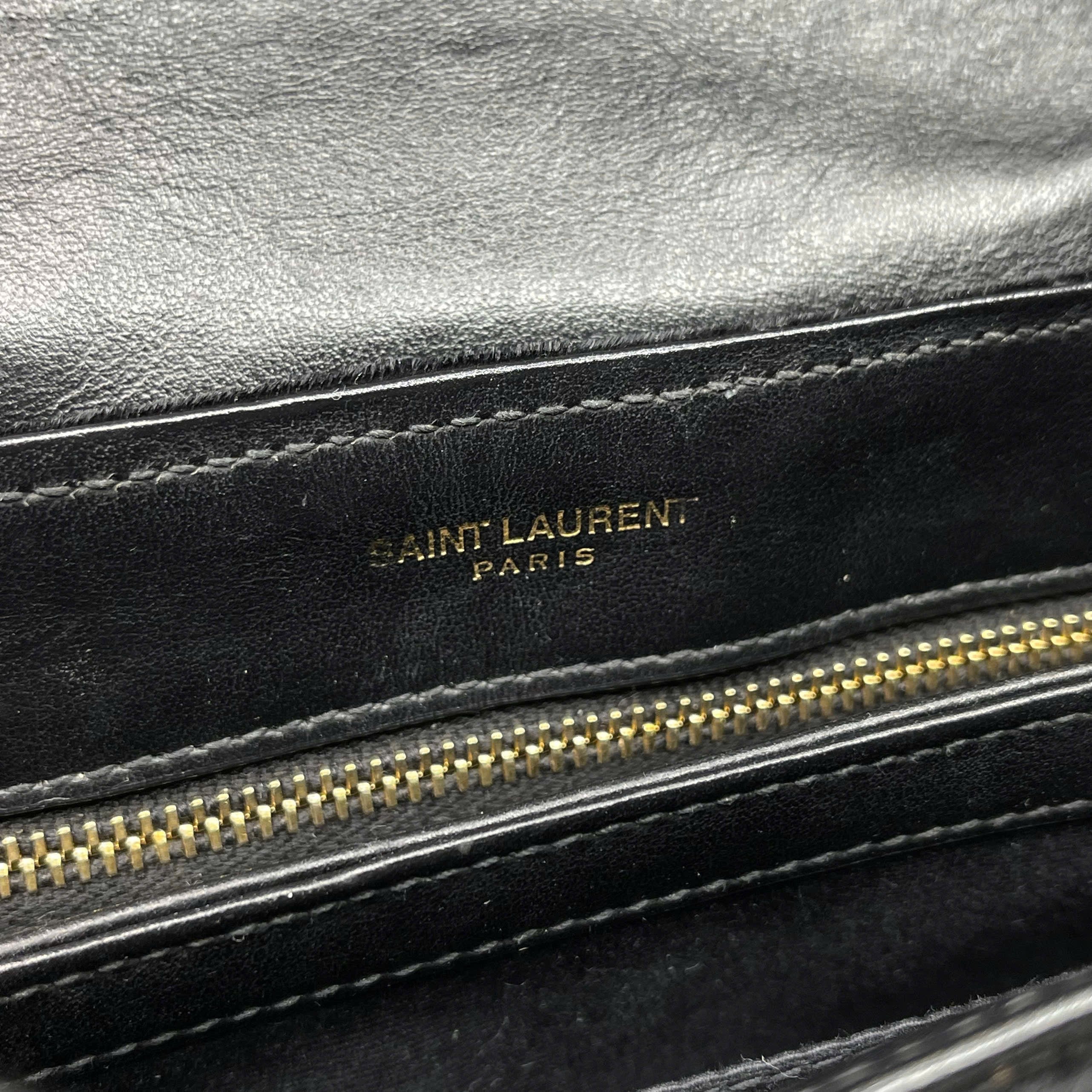 Saint Laurent Envelope Velvet Shoulder Bag Black