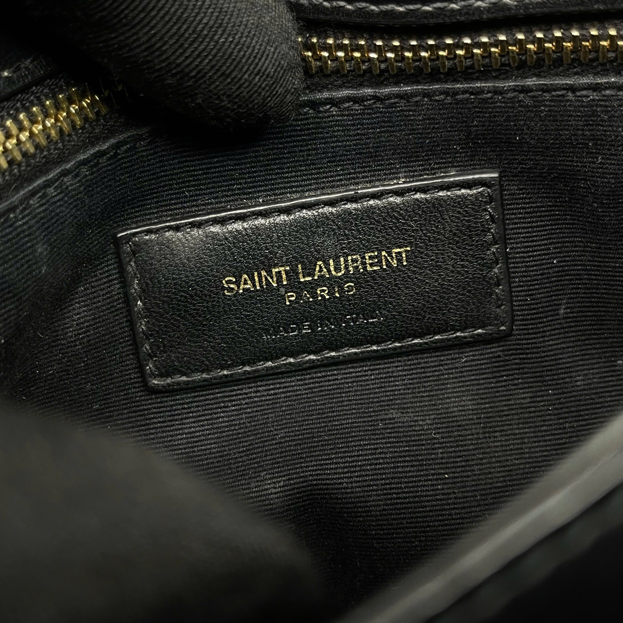Saint Laurent Envelope Velvet Shoulder Bag Black