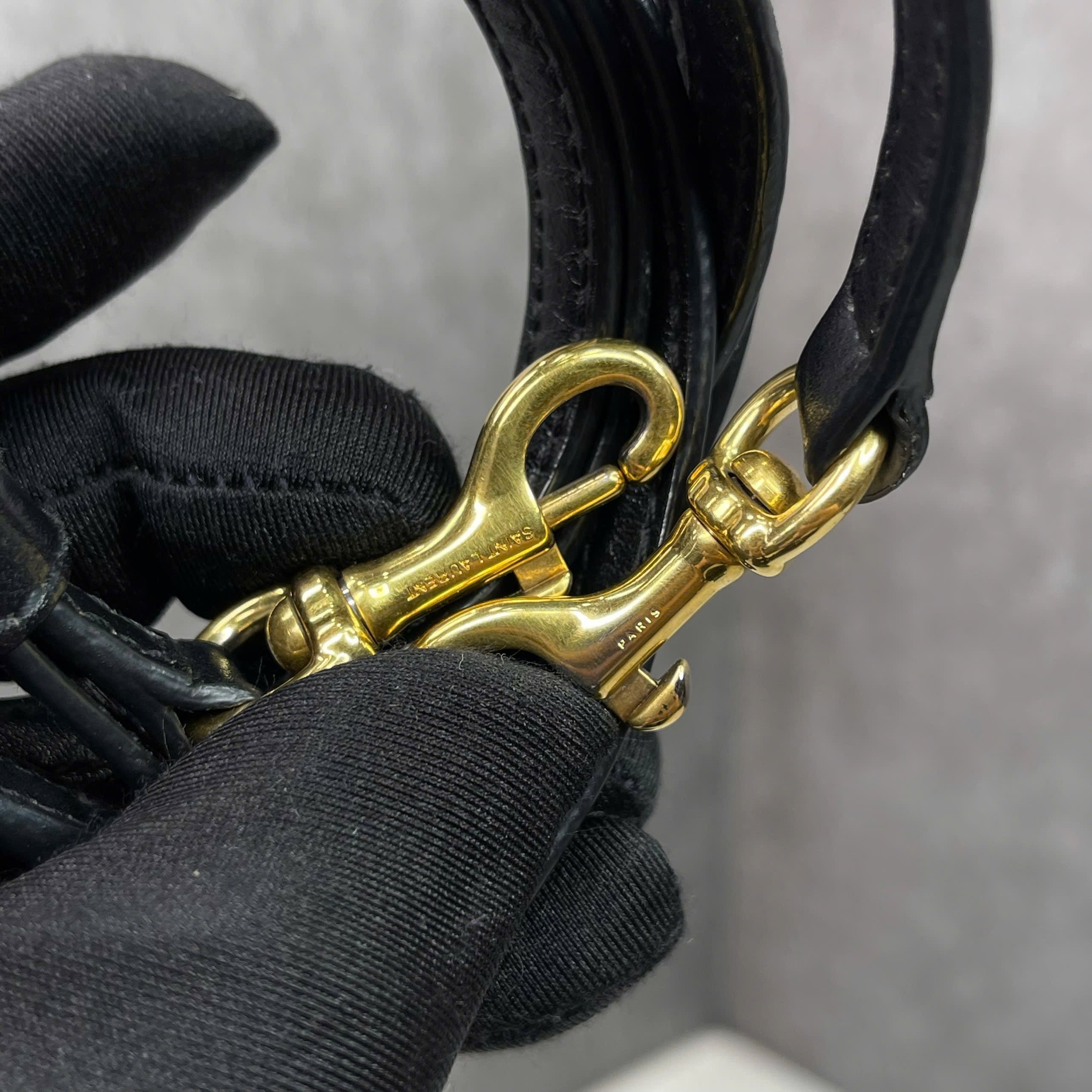 Saint Laurent Envelope Velvet Shoulder Bag Black