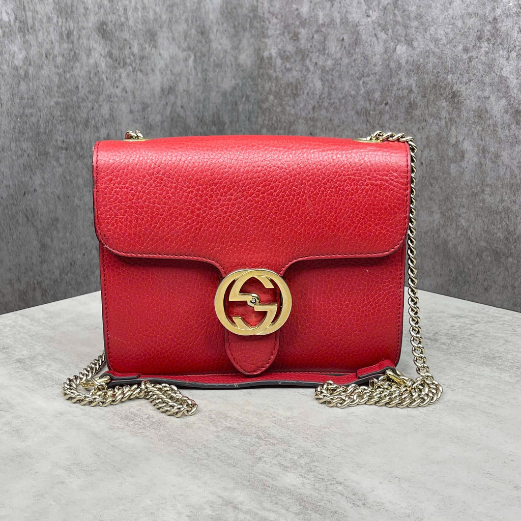 Gucci GG Marmont Small Shoulder Bag da calfskin màu đỏ