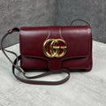 Gucci GG Marmont Shoulder Bag da trơn màu burgundy