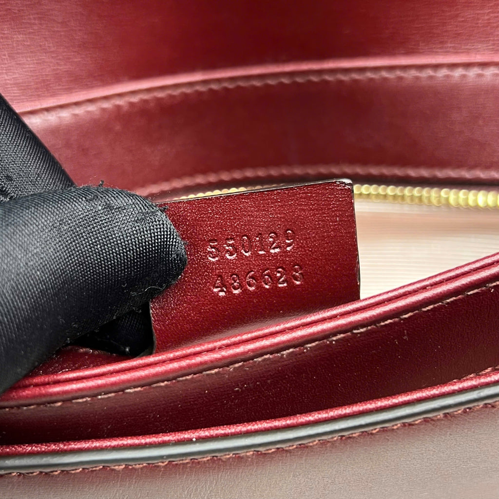 Gucci GG Marmont Shoulder Bag da trơn màu burgundy