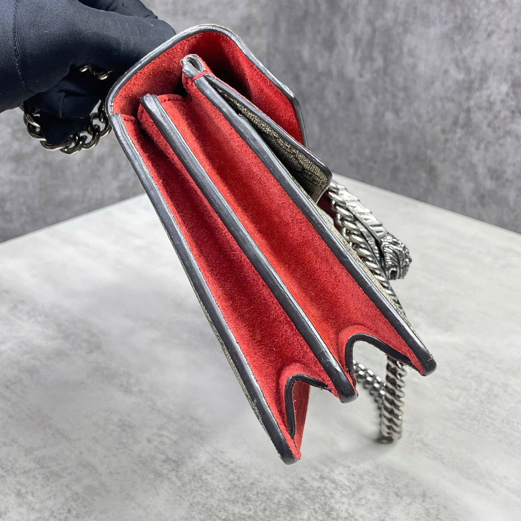 Gucci Dionysus GG Supreme Small phối da đỏ