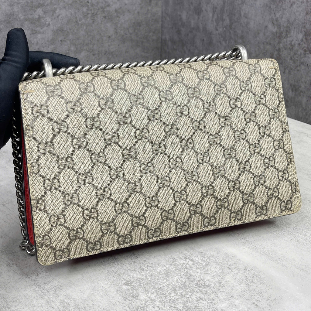 Gucci Dionysus GG Supreme Small phối da đỏ