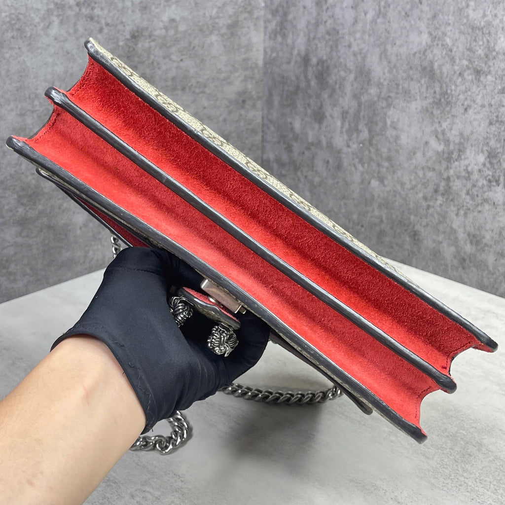 Gucci Dionysus GG Supreme Small phối da đỏ