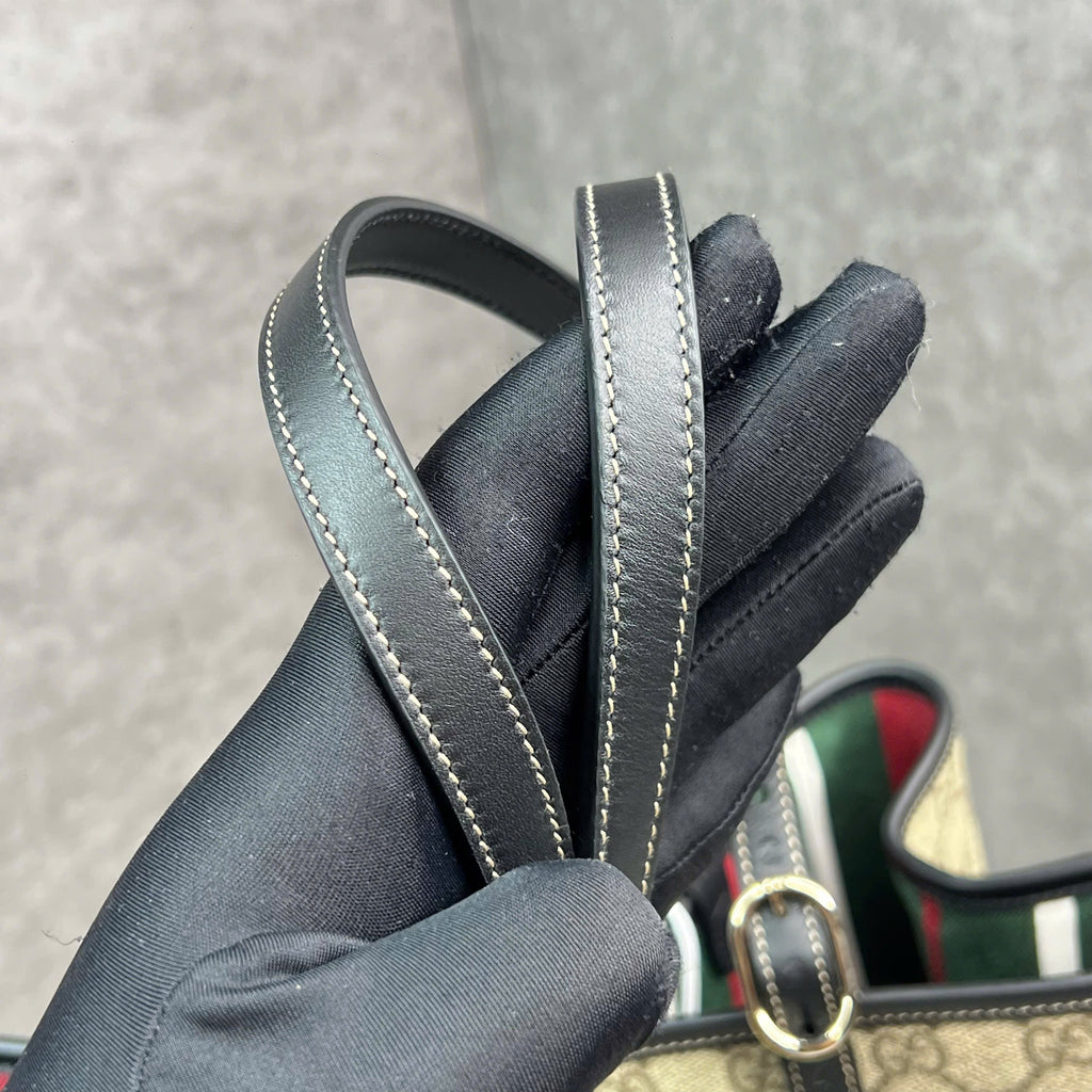 Gucci Ophidia GG Supreme Tote Medium phối Web xanh đỏ