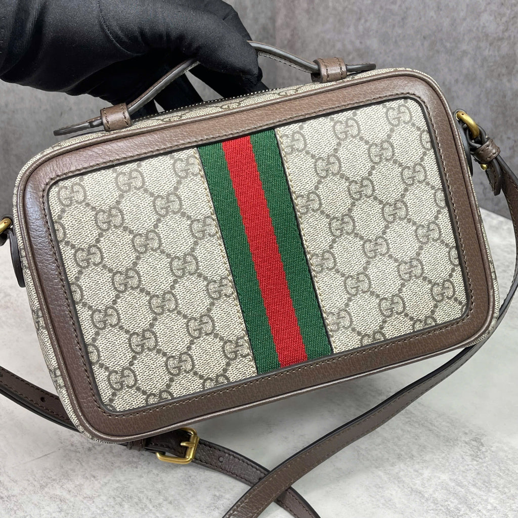 Gucci Ophidia GG Supreme túi đeo chéo phối sọc Web