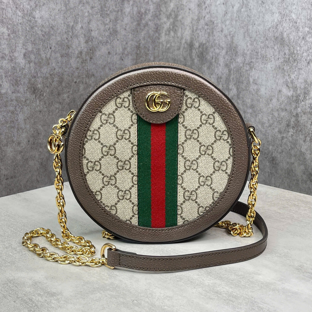 Gucci Ophidia GG Round Mini phối Web xanh đỏ