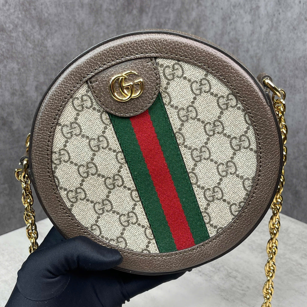 Gucci Ophidia GG Round Mini phối Web xanh đỏ