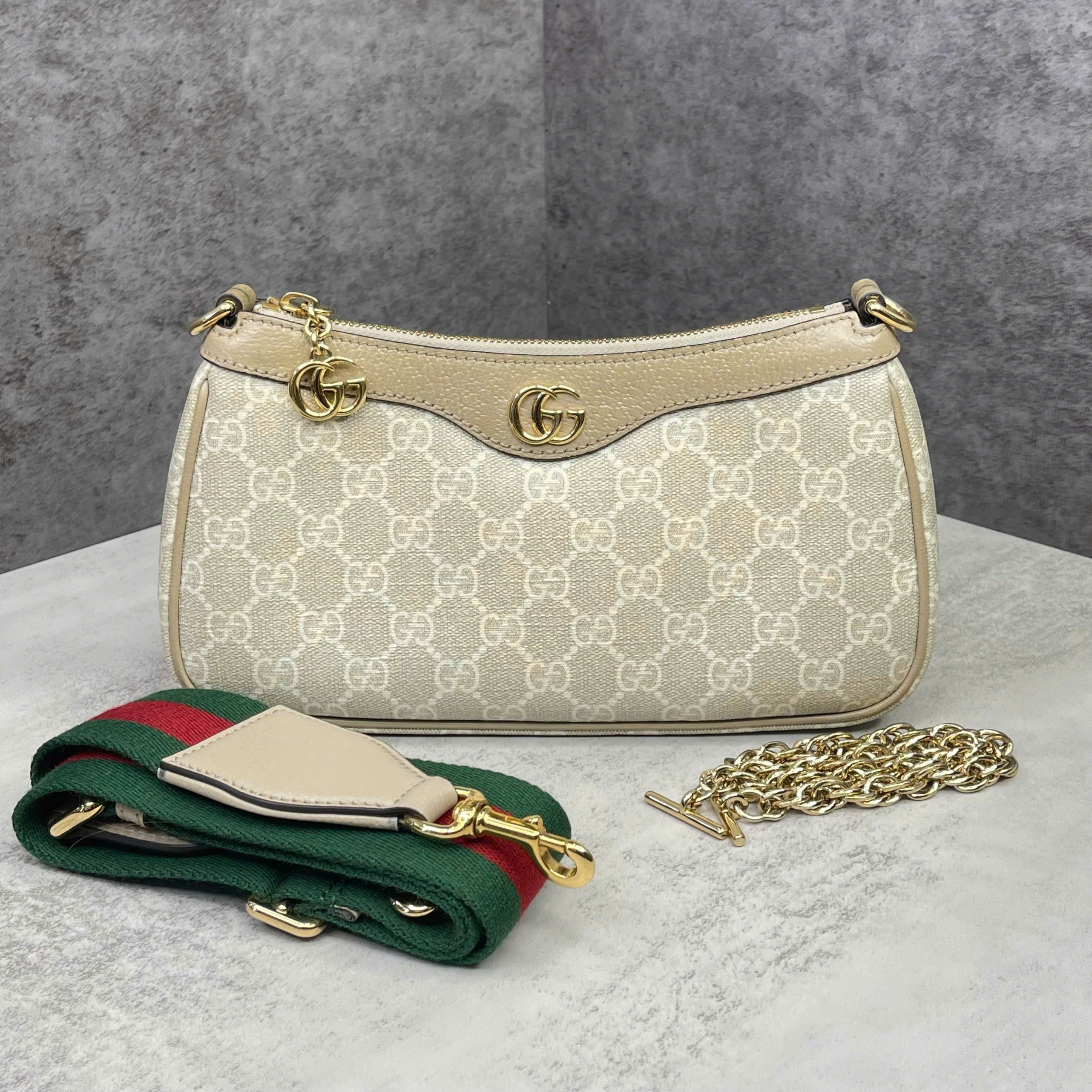 Gucci Ophidia GG Supreme túi đeo vai màu beige